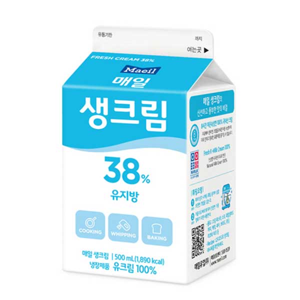 [매일우유 동물성 생크림 500Ml/유지방 38%/매일유업]